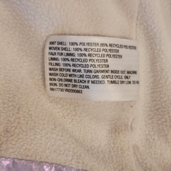 Cat and Jack Kids' Solid Puffer Jacket Lavender Shiny / Teddy Size L (10/12) - Picture 4 of 8